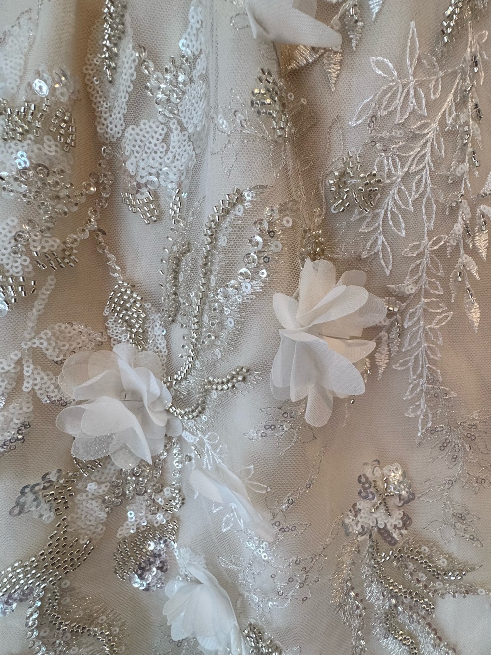 🦄 NWOT Dress the Population Sz S Embellished Ivory Bridal Mini SAMPLE - Picture 16 of 17